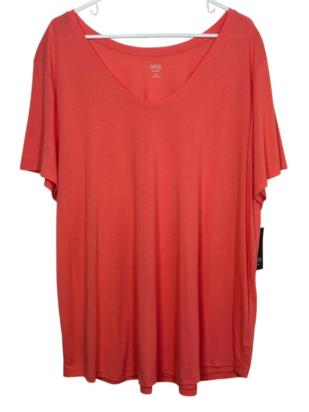 a.n.a Womens Plus Size Coral T-Shirt Top 3X Scoop Neck Light Relaxed Fit NWT